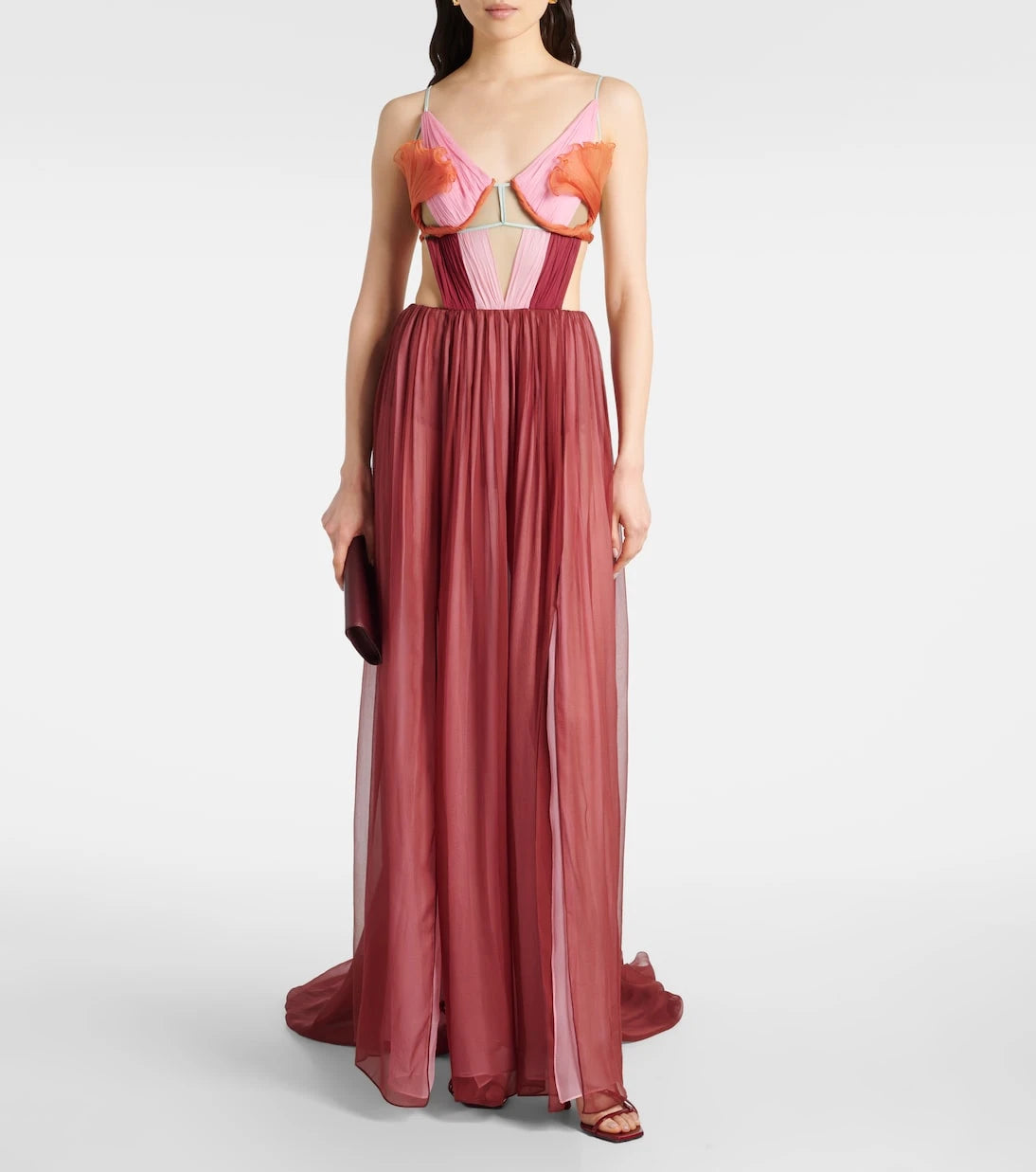 Nensi Dojaka - Dahlia silk open-back bustier gown
