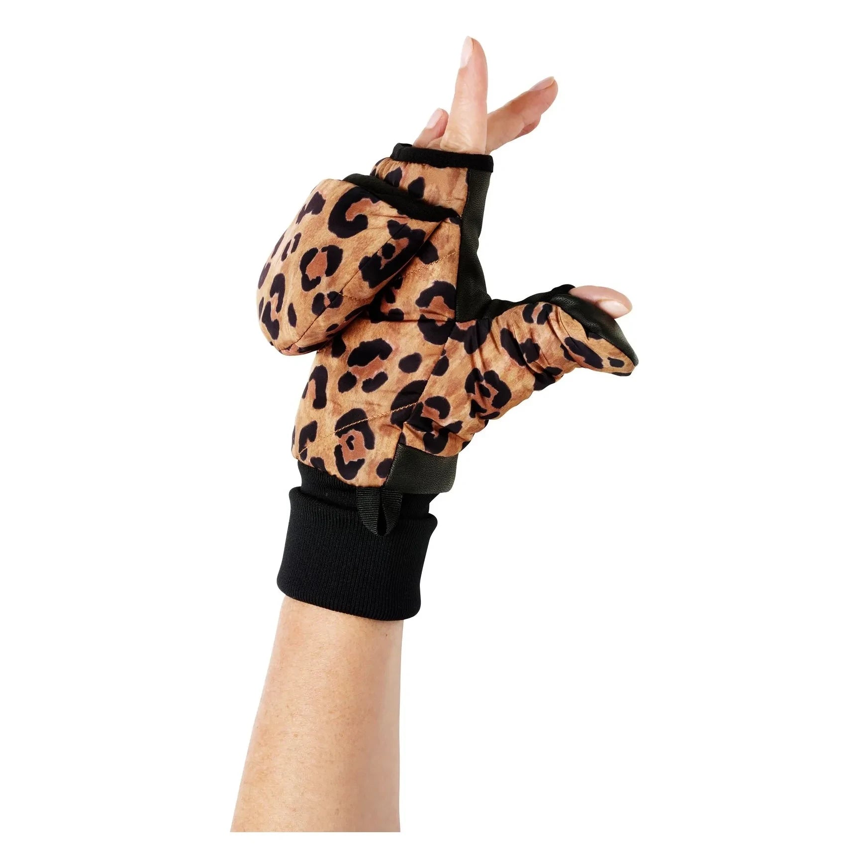 Fudoon - Convertible Leopard Mittens | Camel