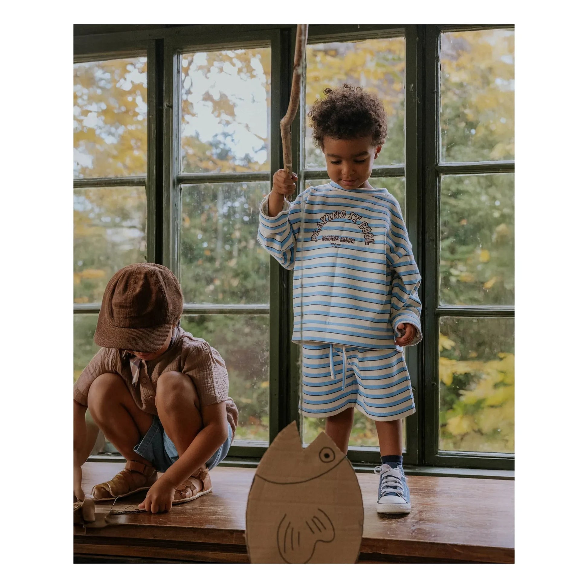 Fliink - Alvin Striped Organic Cotton Shorts | Light blue