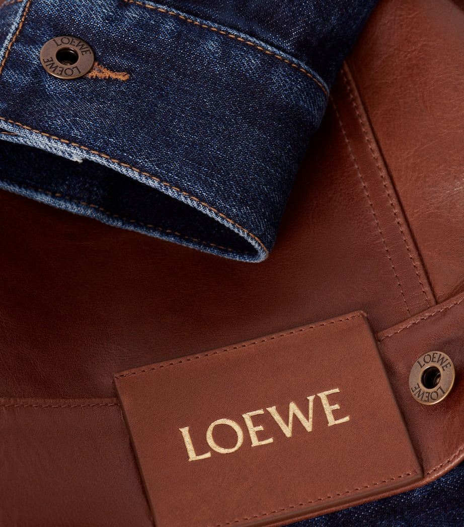 Blue Leather-Denim Hybrid Jacket