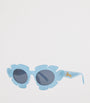 Blue Acetate Oval Flower Sunglasses