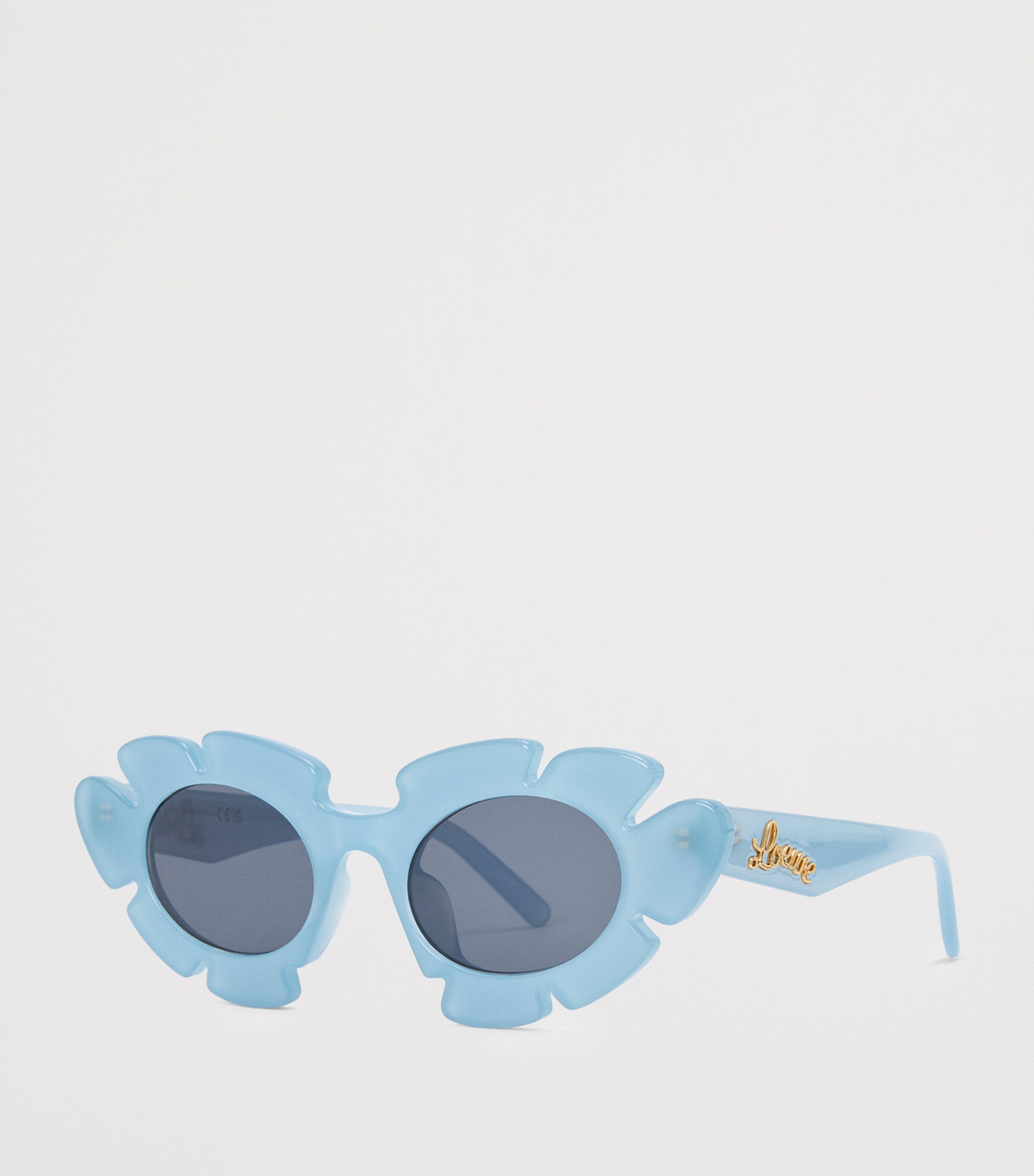 Blue Acetate Oval Flower Sunglasses