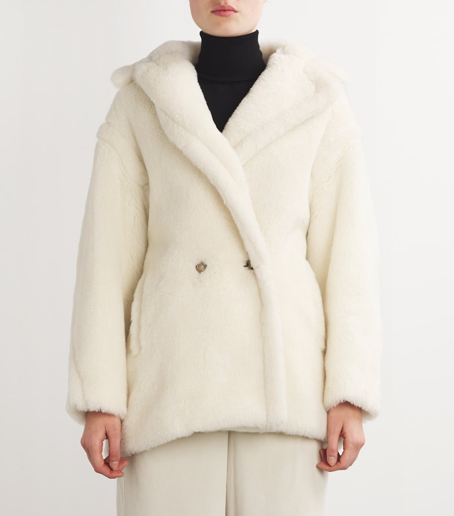 Max Mara White Alpaca-Wool-Silk Coat