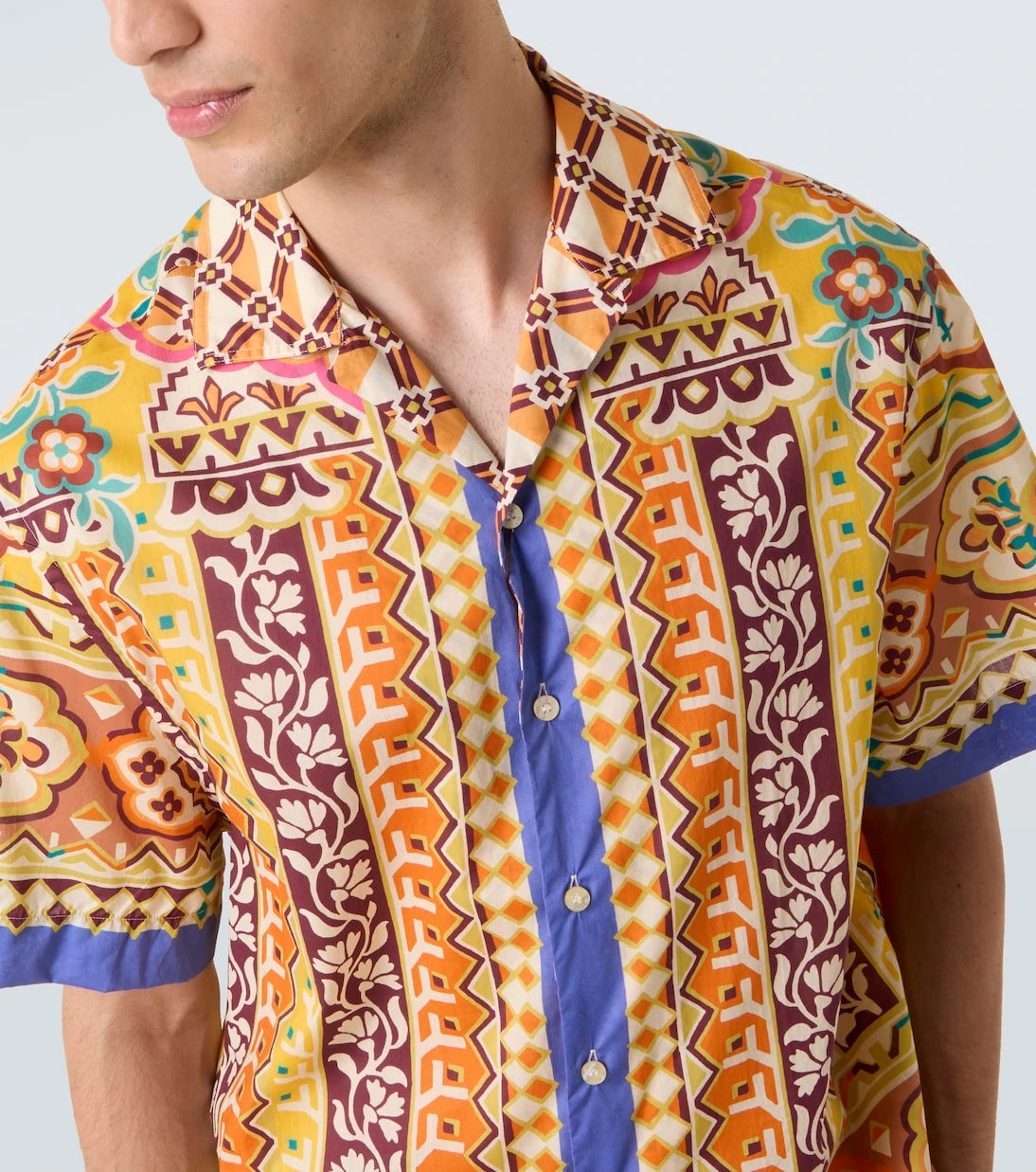 Etro - Printed cotton bowling shirt