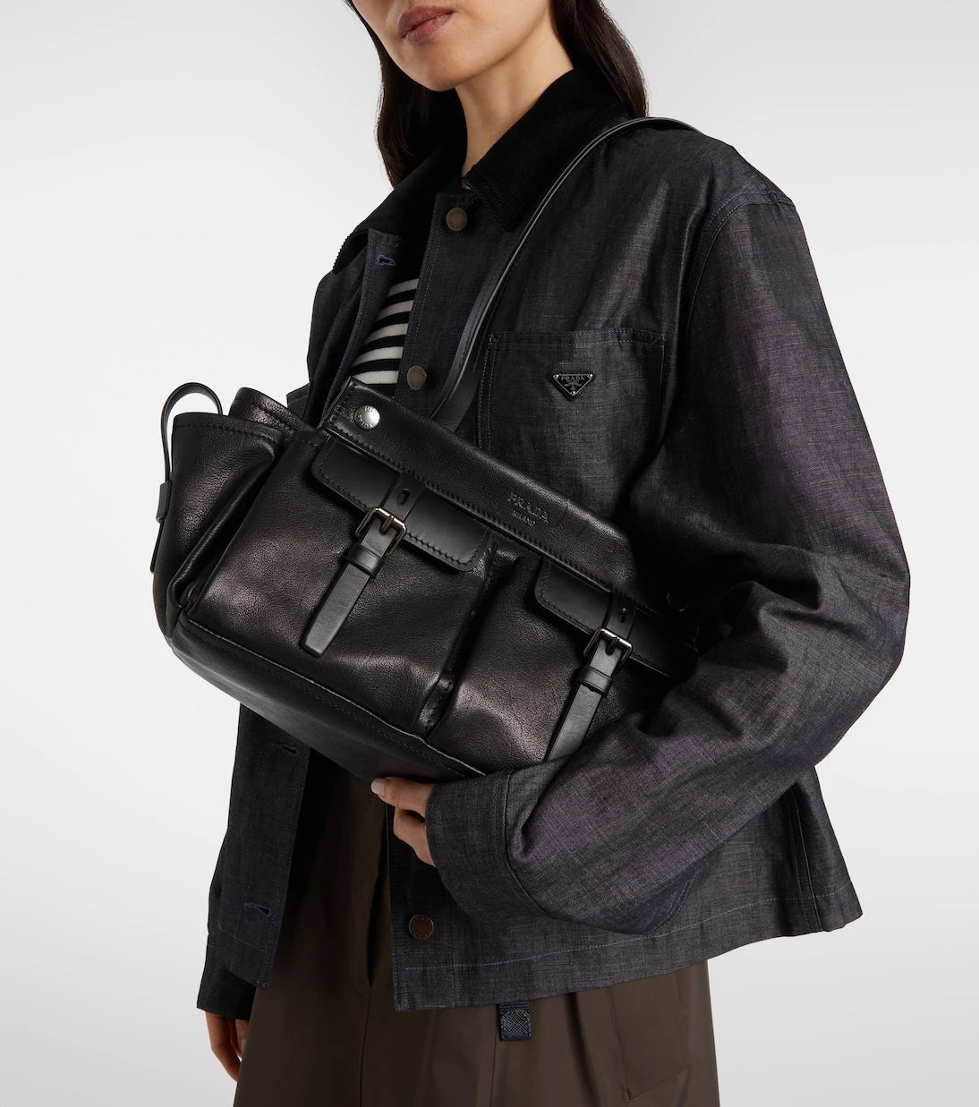 Prada - Prada Route leather tote bag