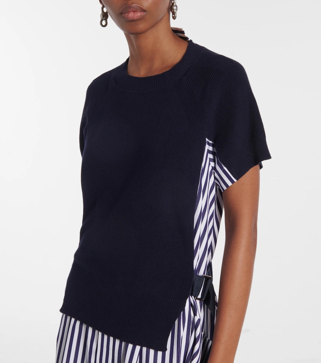 Sacai - Striped cotton midi dress