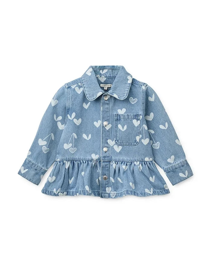 Liewood Kenza Desenli Denim Overshirt Çocuk Kot Ceket