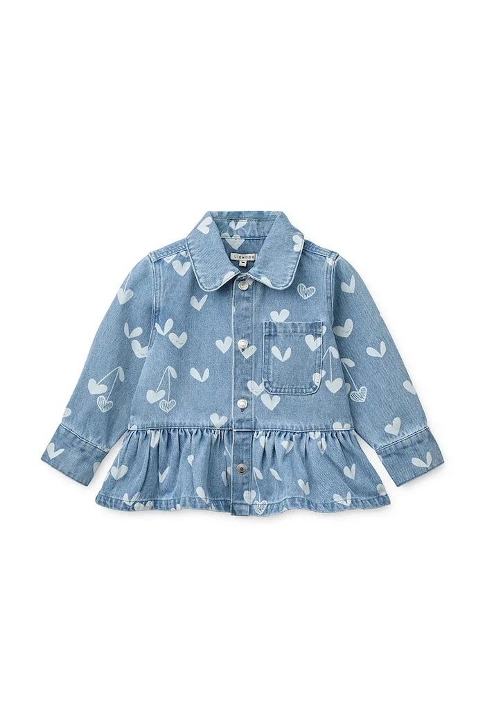 Детско дънково яке Liewood Kenza Printed Denim Overshirt