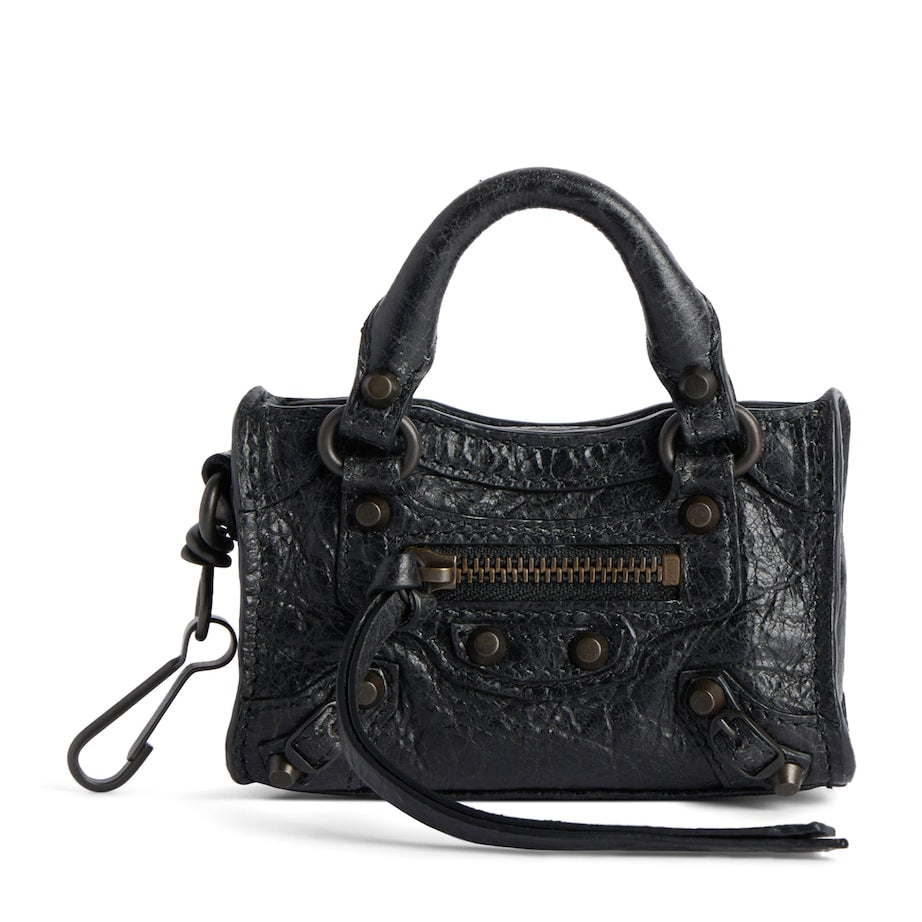 Balenciaga Black Micro Leather Le City Bag Charm