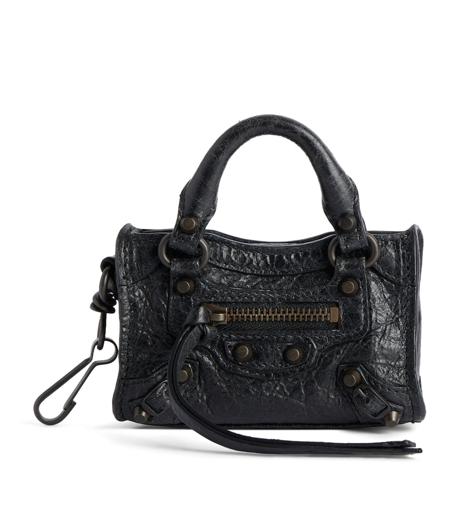 Balenciaga Black Micro Leather Le City Bag Charm