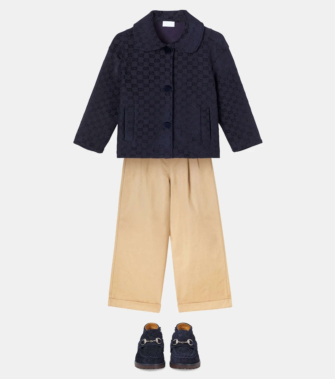 Gucci Kids - بنطال من قطن التويل بتطريز ويب سترايب