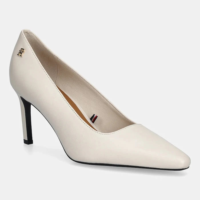Tommy Hilfiger TH LOGO LTH PUMP SLANTED HL İnce Topuklu Deri Ayakkabı