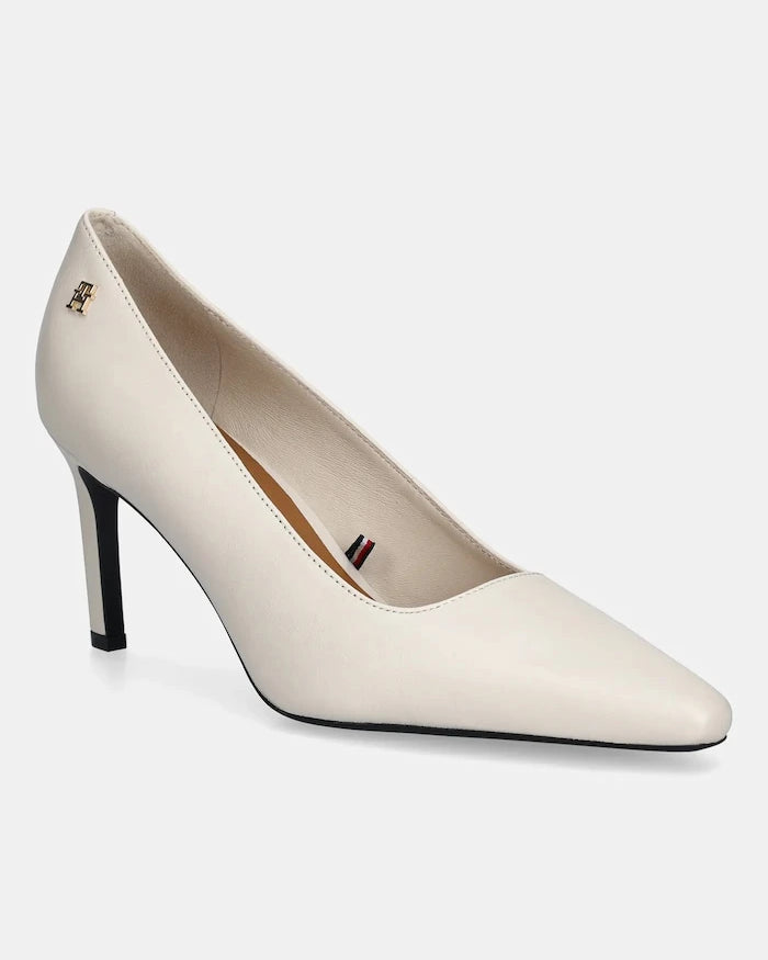 Tommy Hilfiger TH LOGO LTH PUMP SLANTED HL İnce Topuklu Deri Ayakkabı