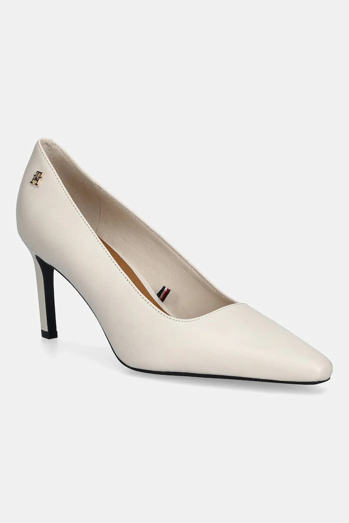 Tommy Hilfiger TH LOGO LTH PUMP SLANTED HL İnce Topuklu Deri Ayakkabı
