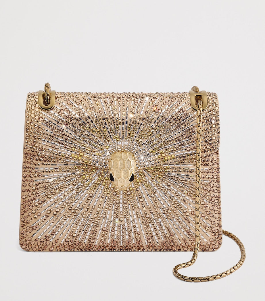 Small Crystal-Embellished Suede Serpenti Forever Day-to-Night Shoulder Bag