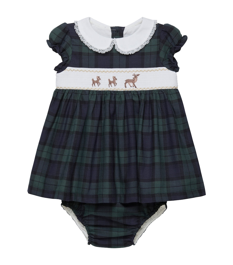 Tartan Reindeer Dress and Bloomers Set (0-9 Months)