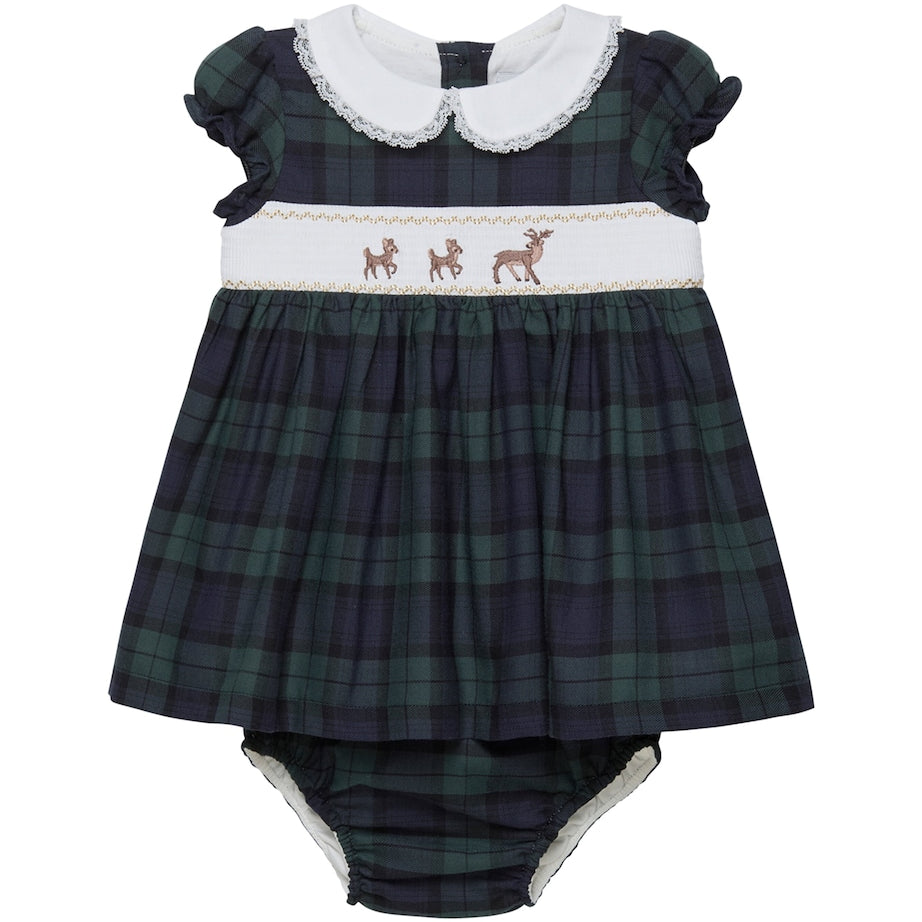 Tartan Reindeer Dress and Bloomers Set (0-9 Months)