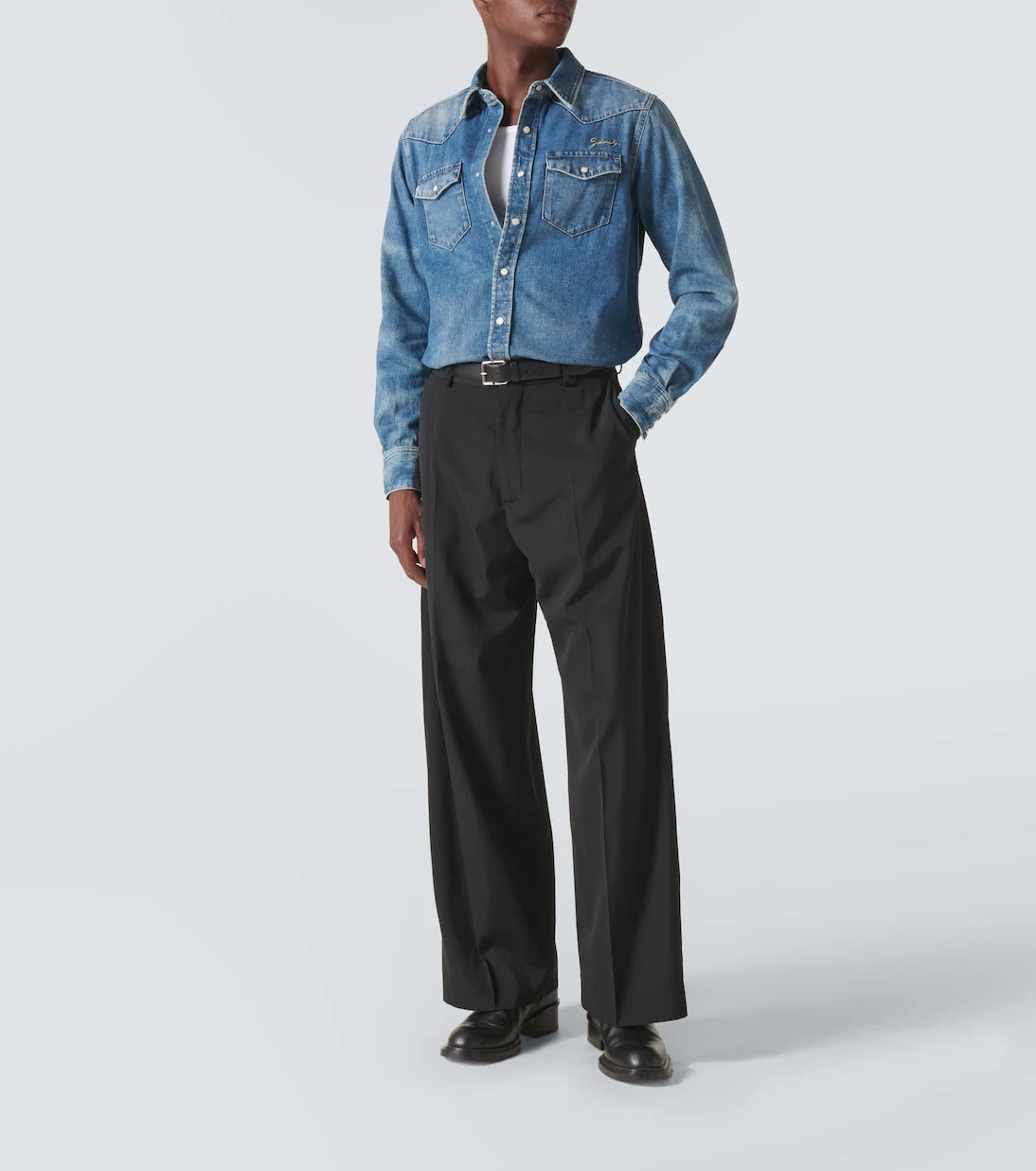 Givenchy - Logo embroidered denim shirt