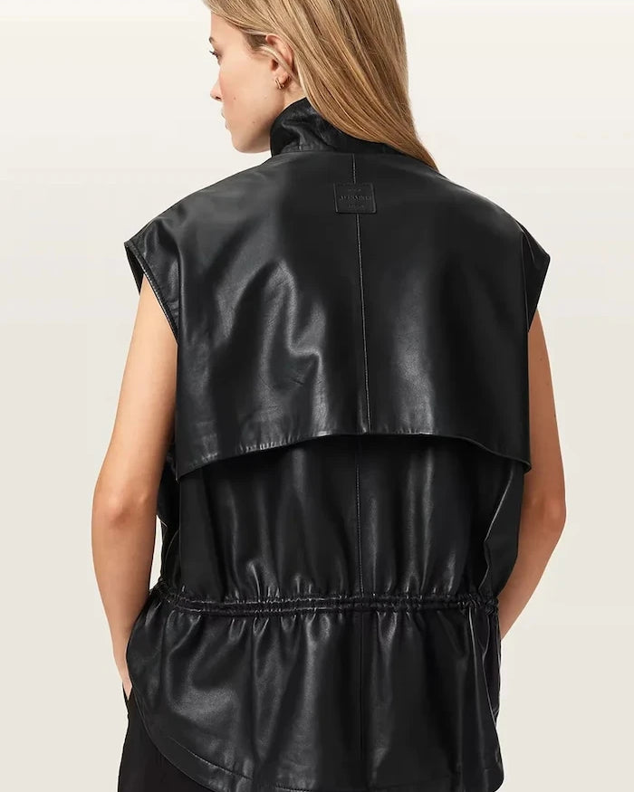 AllSaints Kadın Deri Yelek FLOR