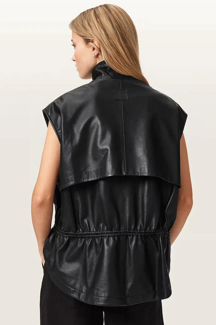 AllSaints елек дамски от кожа FLOR