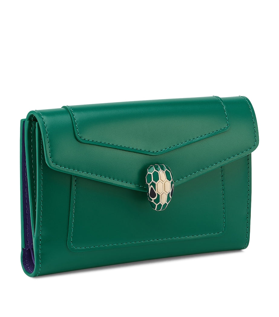 Green Leather Serpenti Forever Wallet