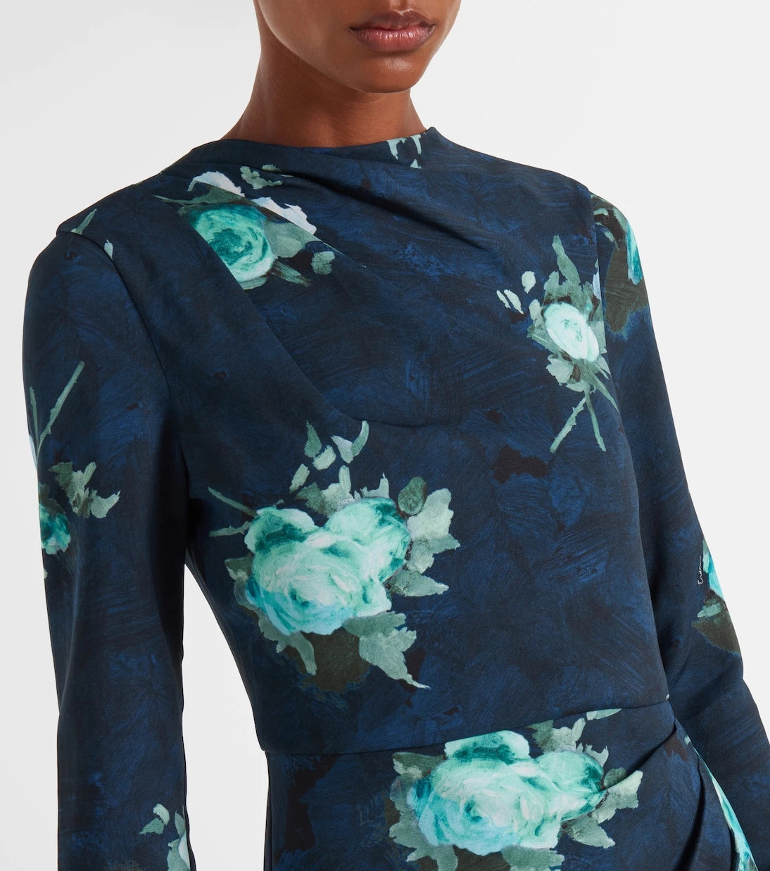 Erdem - Floral draped cady midi dress