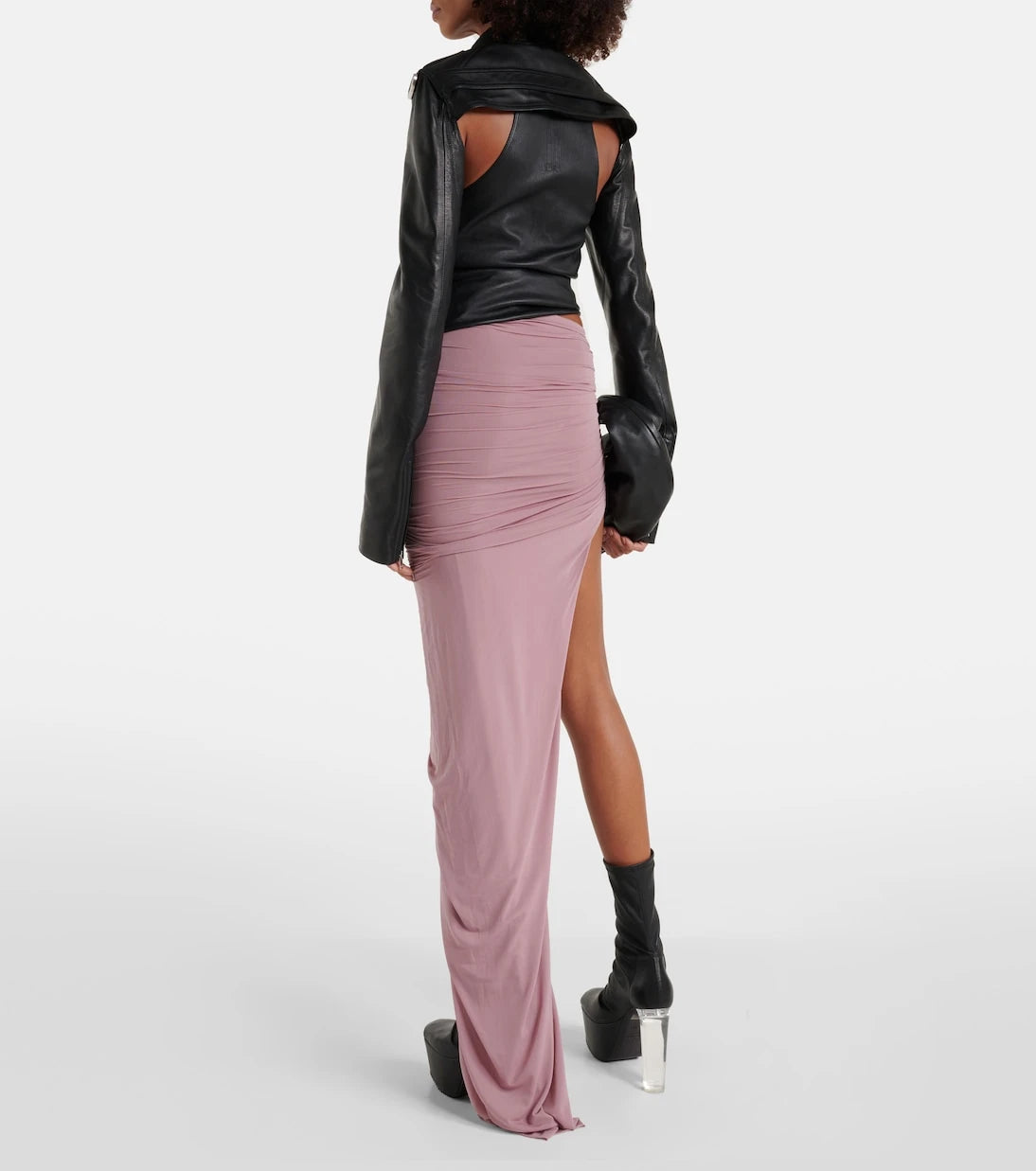 Rick Owens - Asymmetric high-rise cupro-blend maxi skirt