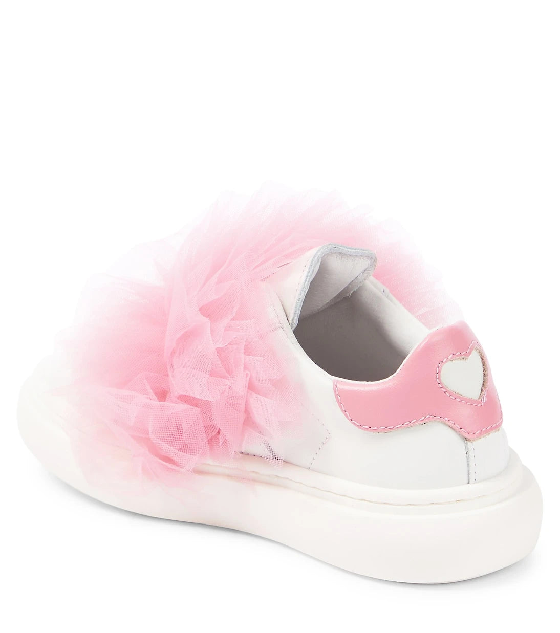 Monnalisa - Appliqué leather and tulle sneakers