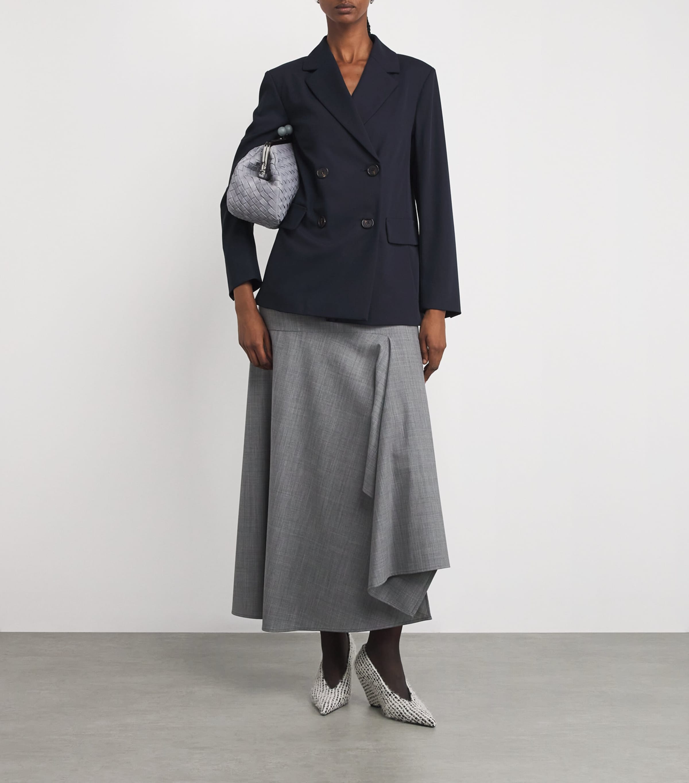 Max Mara Blue Wool Double-Breasted Blazer