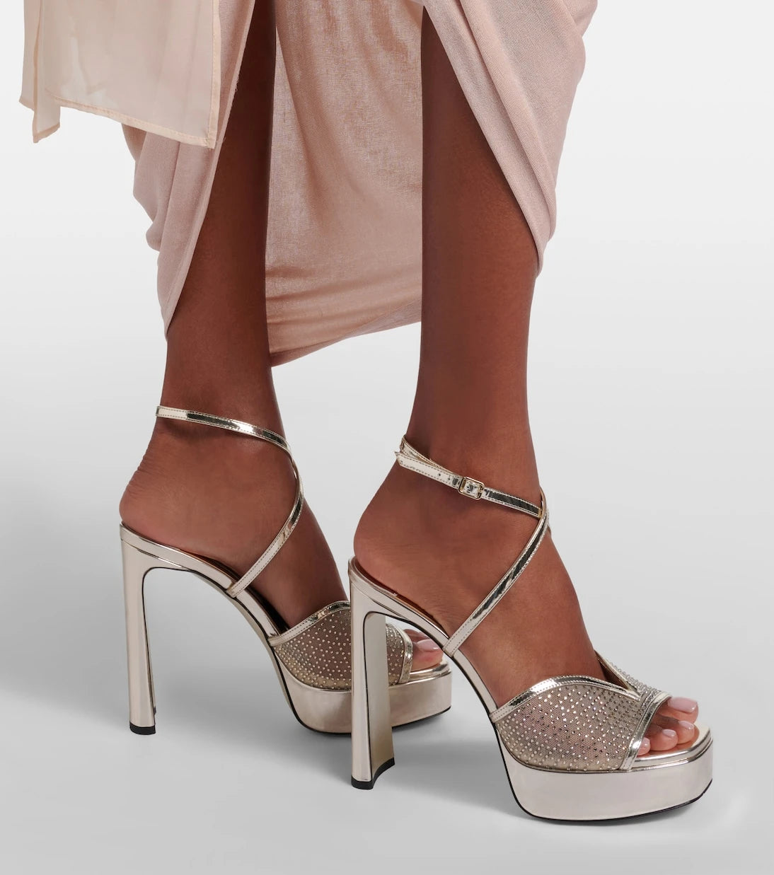 Jimmy Choo - Karli 125 mesh and leather platform sandals