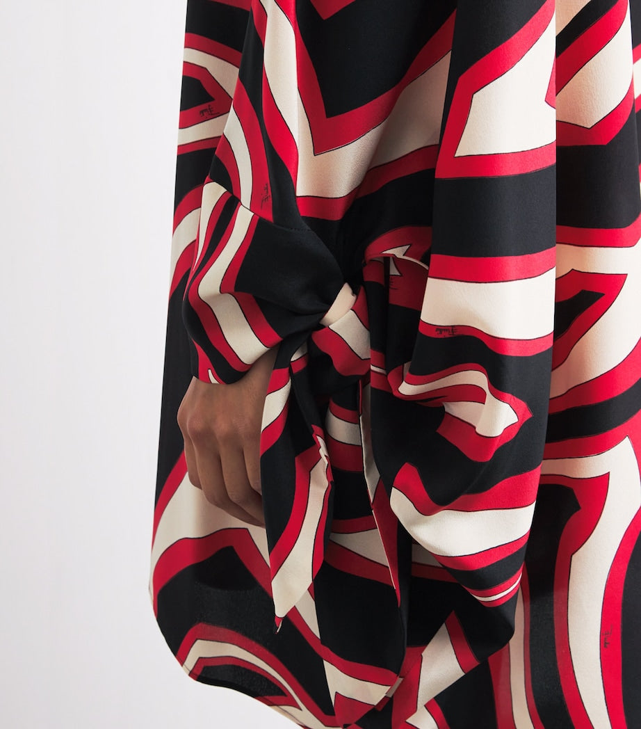 PUCCI Red Silk Labirinto Print Mini Kaftan Dress