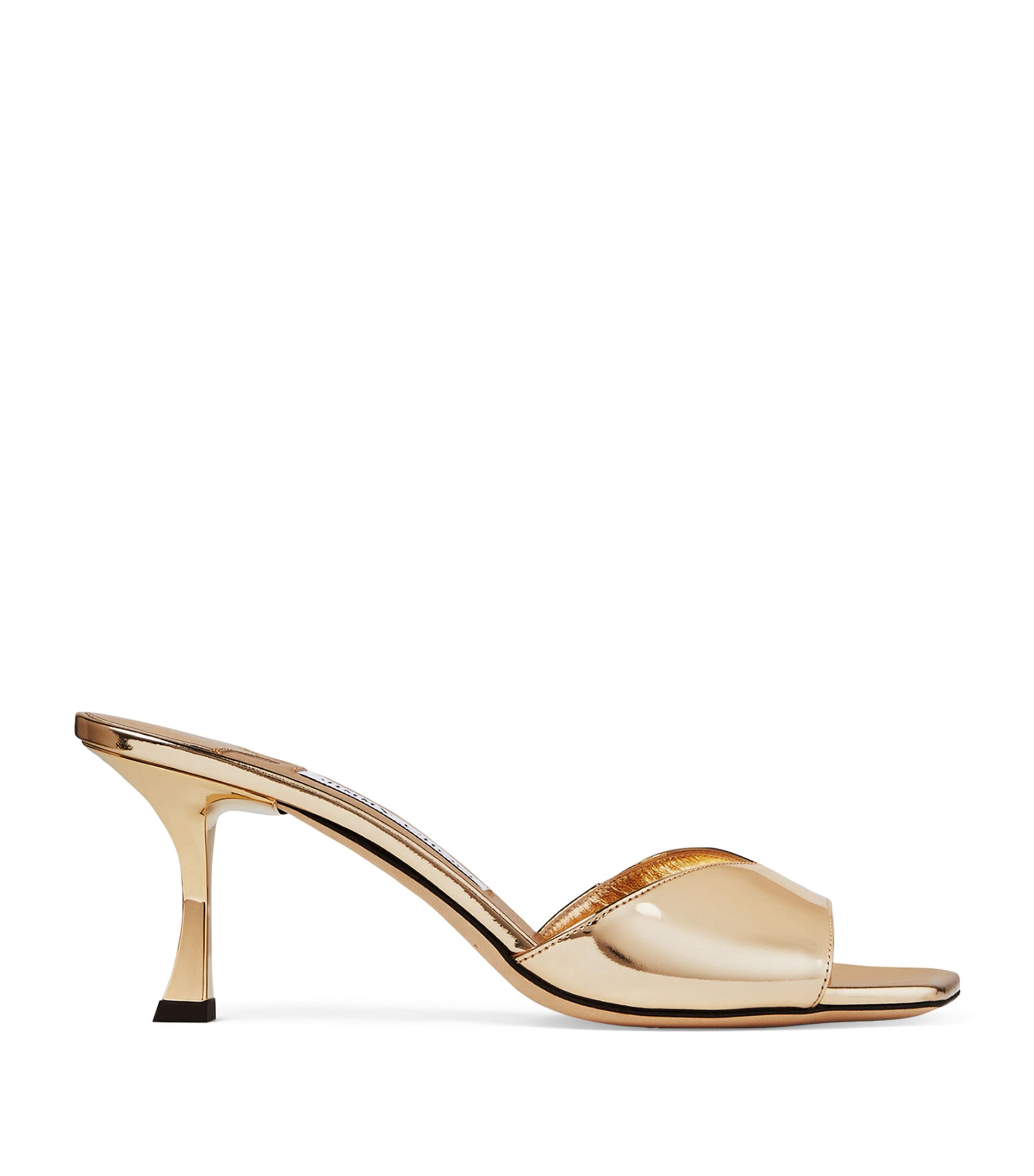 Gold Skye 70 Metallic Leather Mules