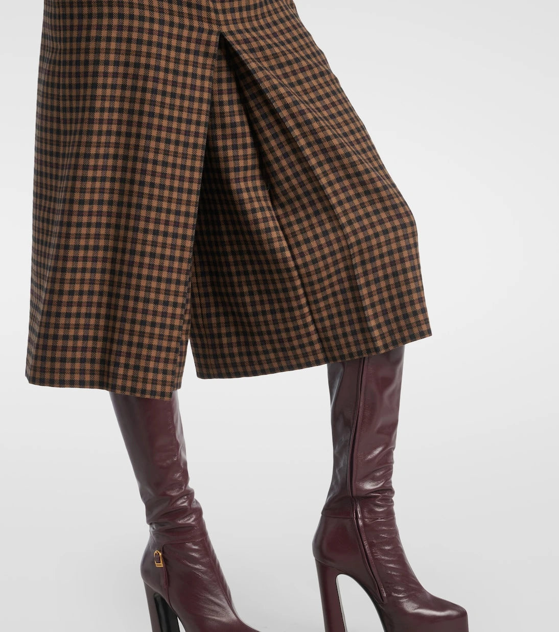 Saint Laurent - Gingham mid-rise wool culottes