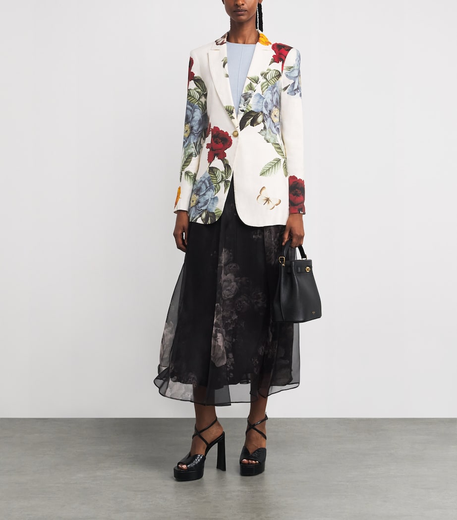 Linen-Blend Floral Breann Blazer
