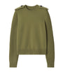 Burberry Green Wool-Cashmere-Blend Epaulette Sweater