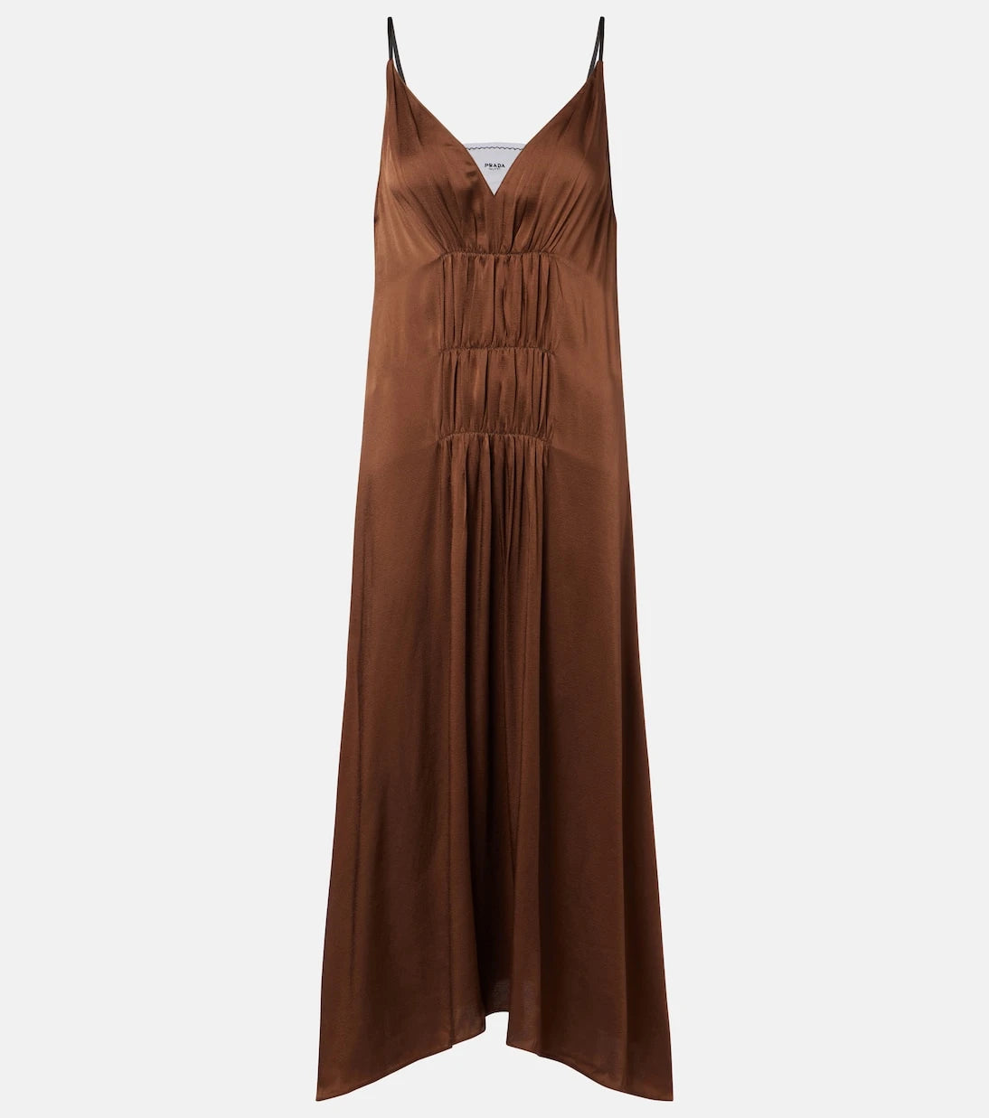 Prada - Gathered crêpe satin slip dress