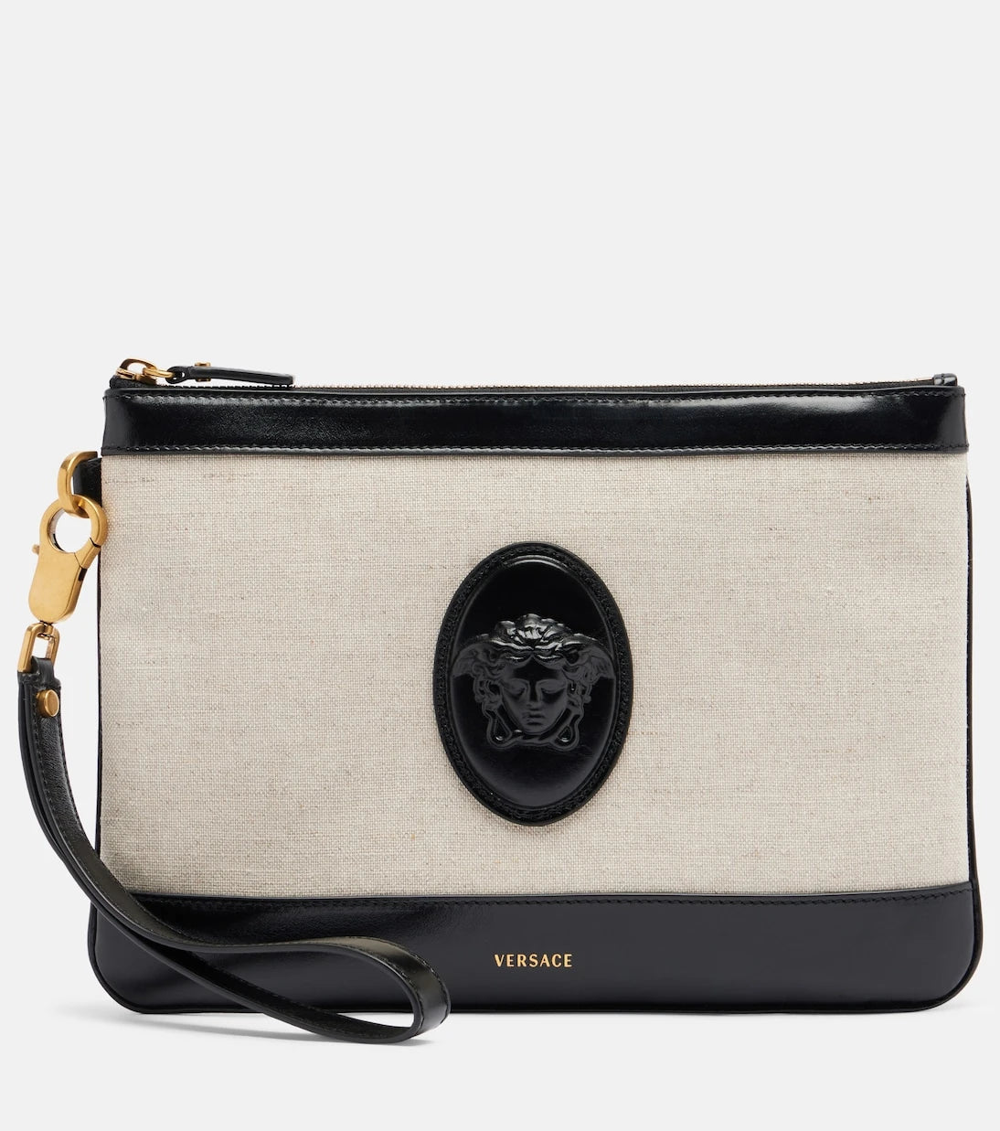 Versace - Rivière leather-trimmed canvas pouch