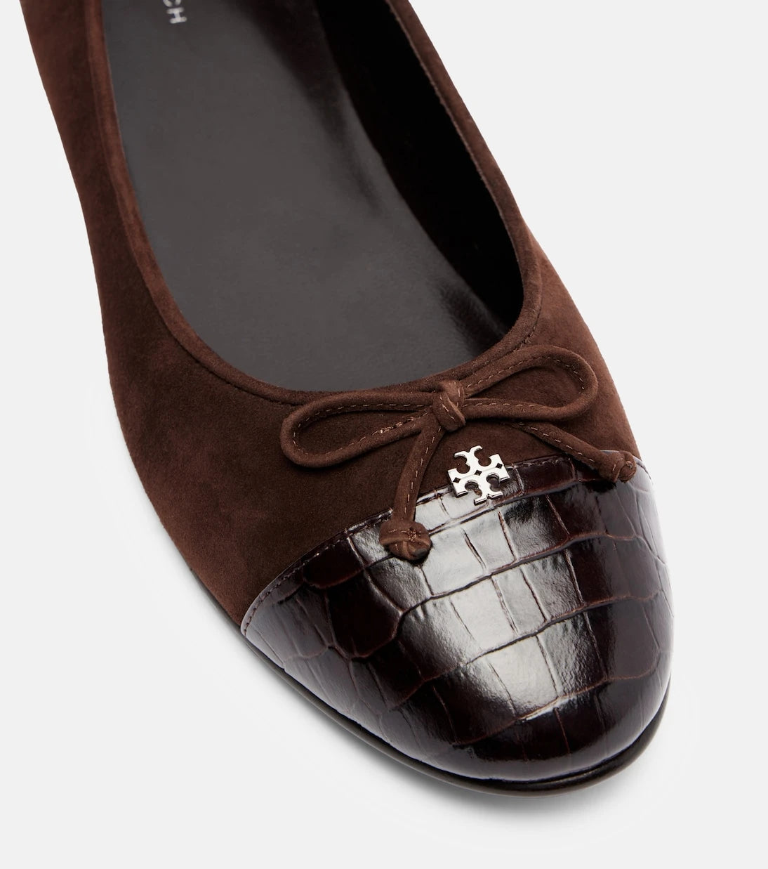 Tory Burch - Cap Toe croc-effect suede ballet flats