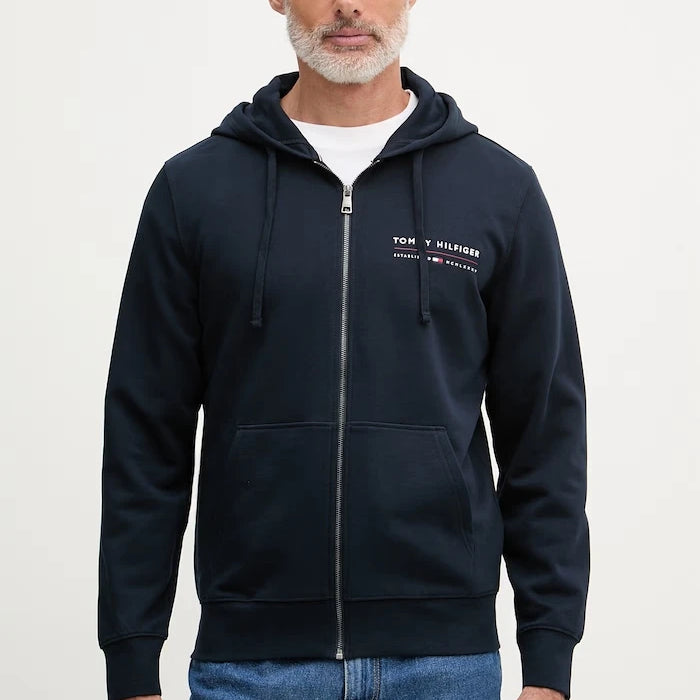Tommy Hilfiger Erkek Pamuklu Fermuarlı Kapüşonlu Sweatshirt