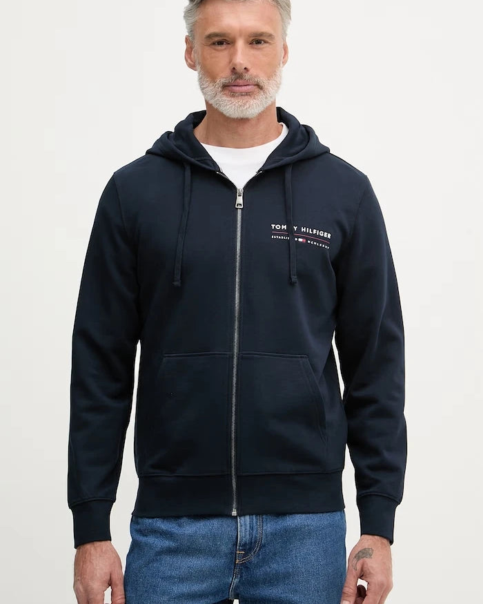 Tommy Hilfiger Erkek Pamuklu Fermuarlı Kapüşonlu Sweatshirt