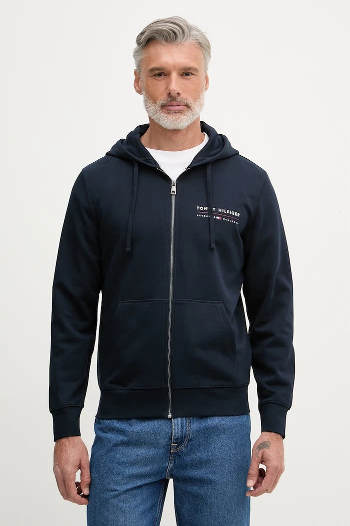 Tommy Hilfiger Erkek Pamuklu Fermuarlı Kapüşonlu Sweatshirt