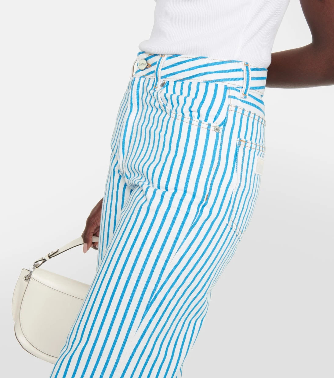 Ganni - Magny striped high-rise straight jeans