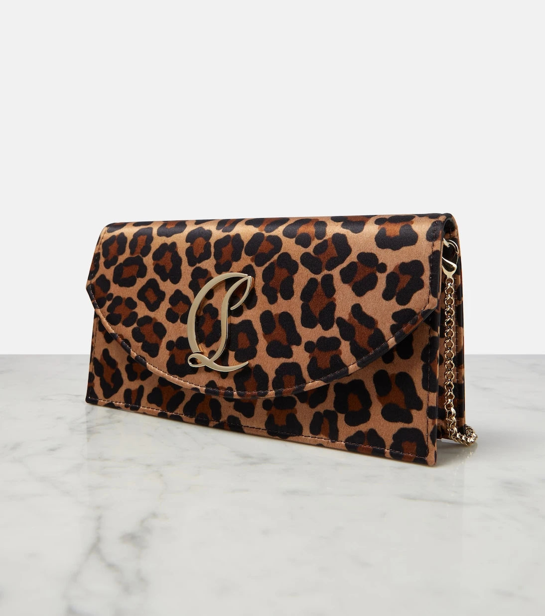 Christian Louboutin - Loubi54 leopard-print satin clutch