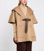 Beige Camel Hair Belted Cape