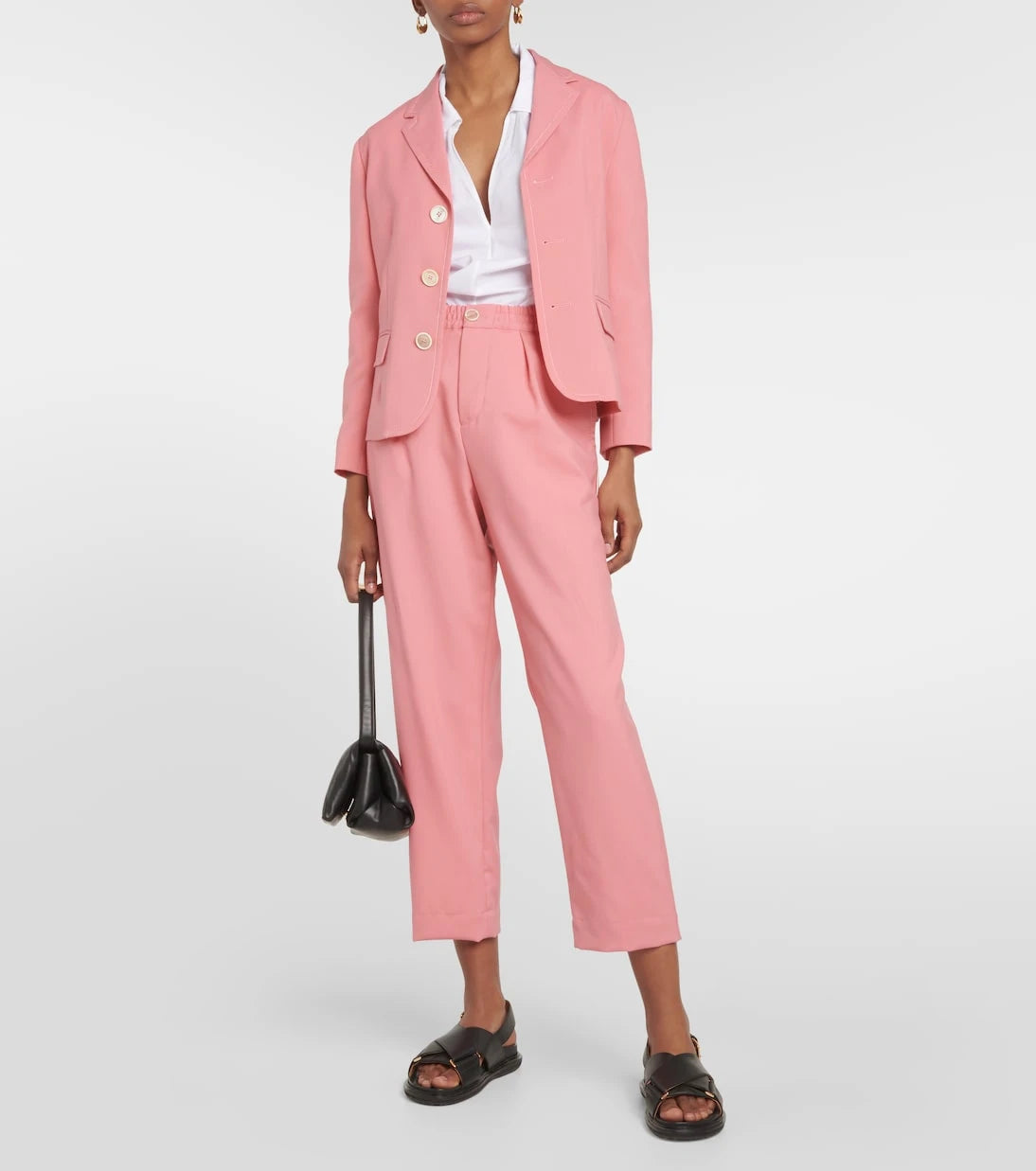 Marni - High-rise pleated wool crop pants