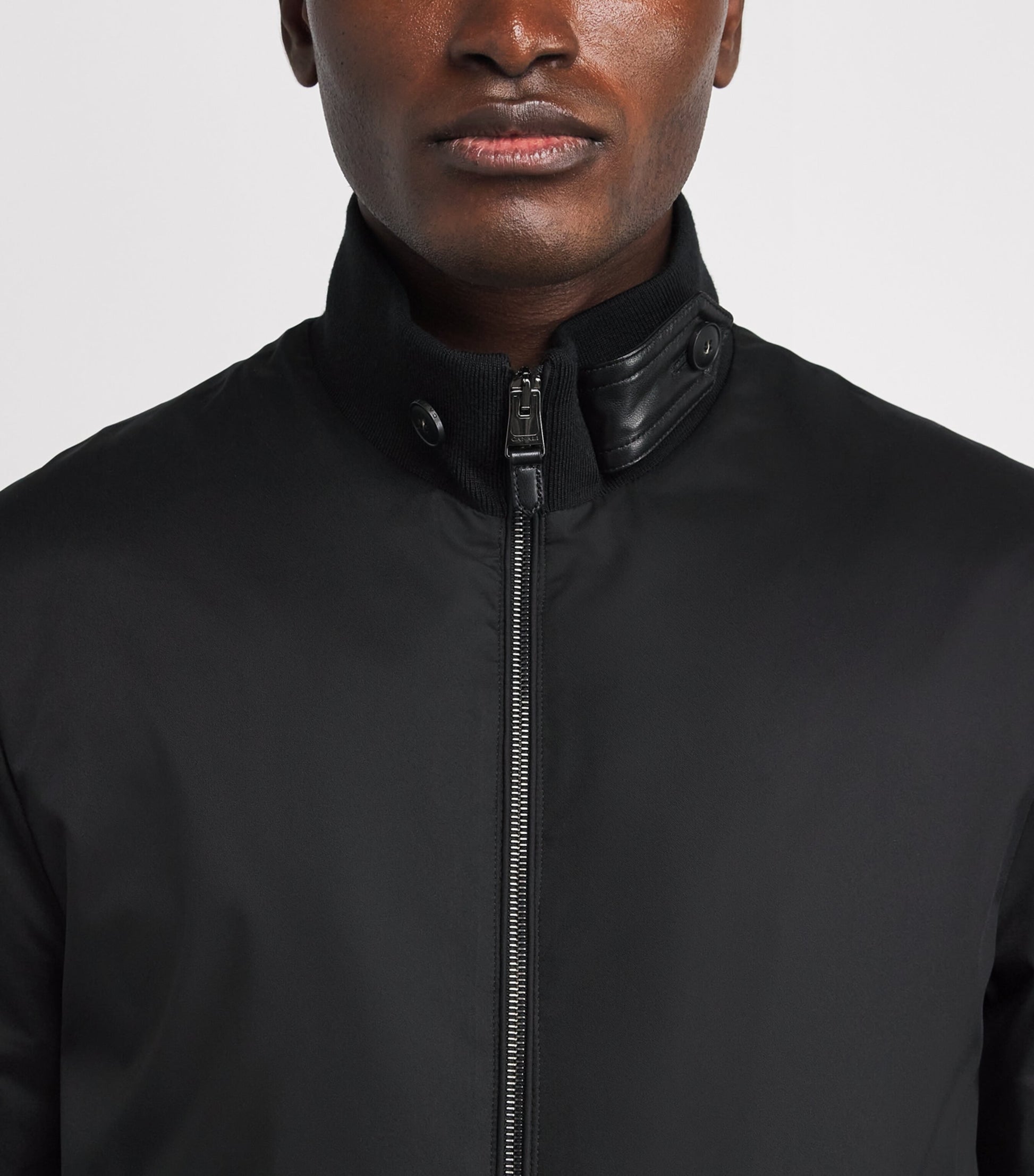 Canali Black Down Bomber Jacket