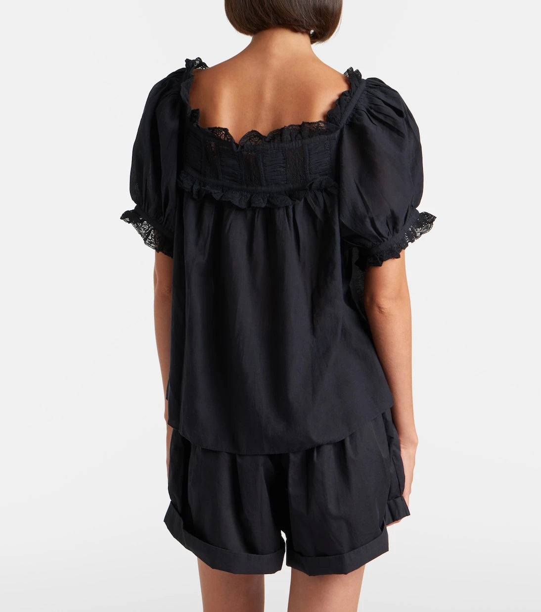 Dôen - Frances lace-trimmed cotton-blend top