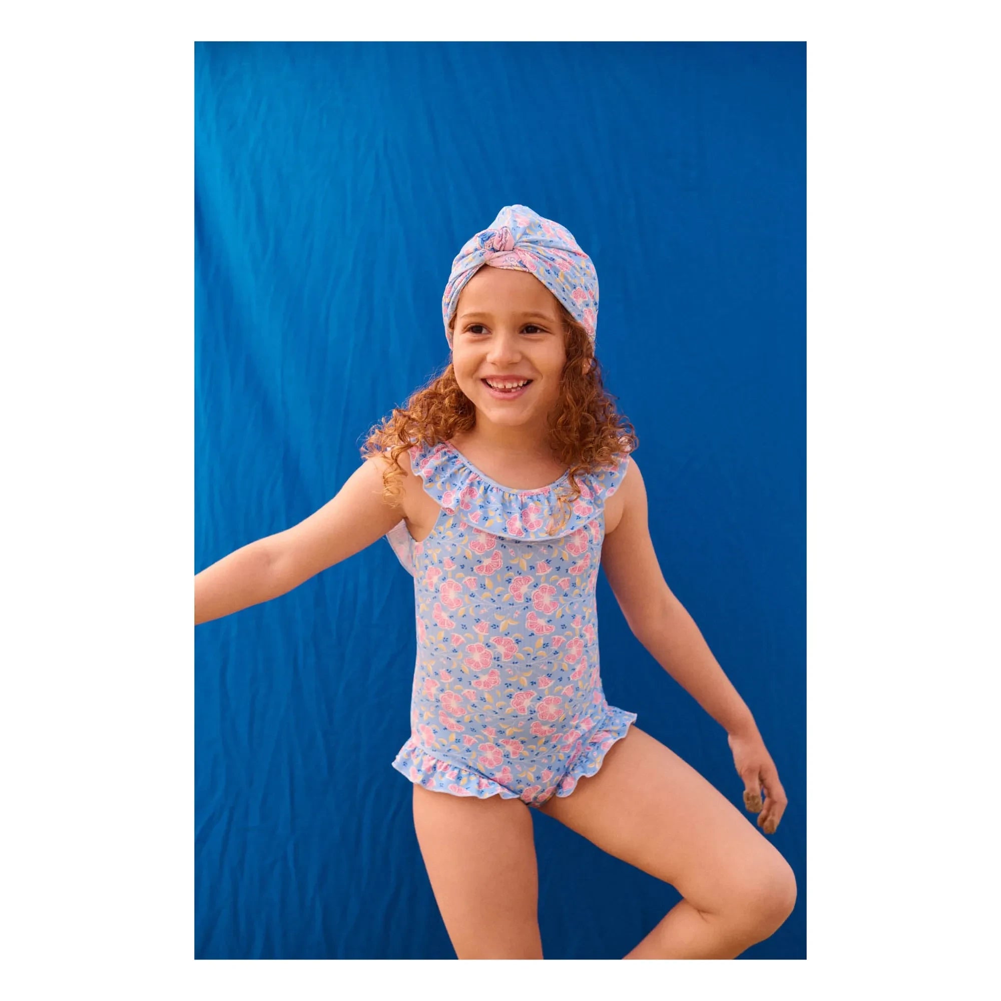 Louise Misha - Abina Floral Bathing Cap Recycled Fibers | Blue