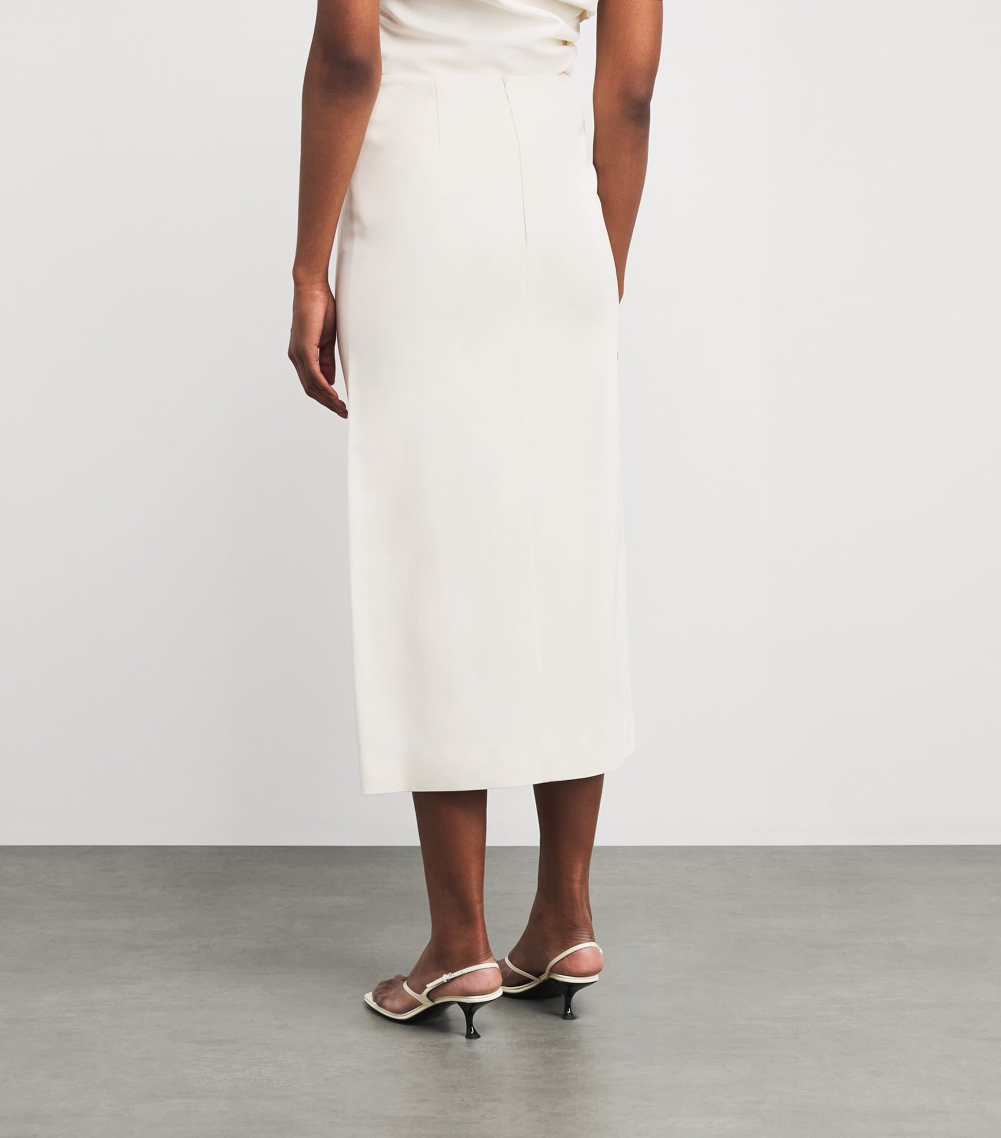 Róhe White Satin Midi Skirt