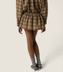 Brown Wool Plaid Mini Skirt